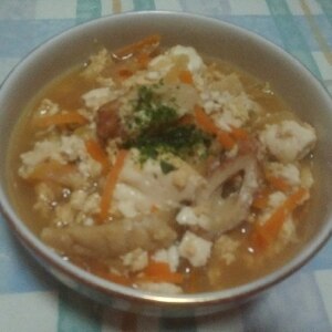 豆腐とちくわと揚げの卵とじ